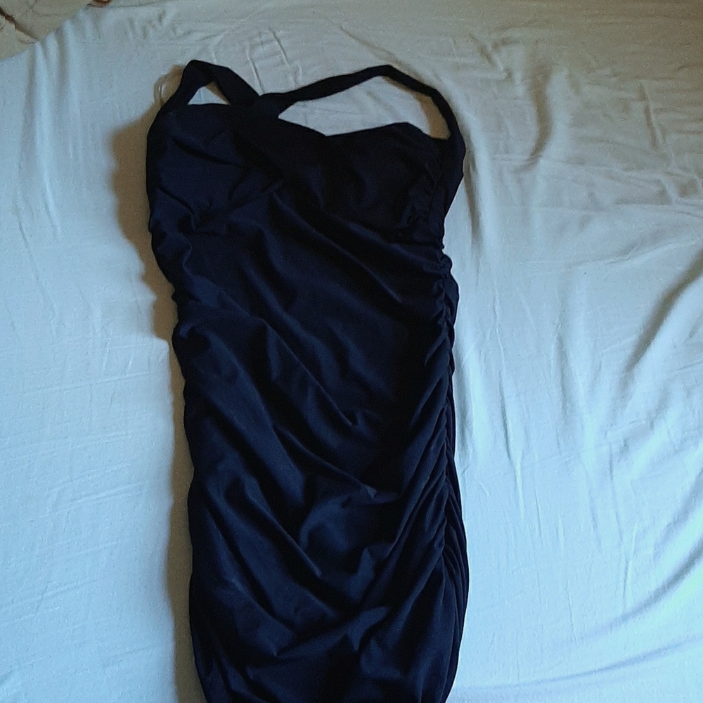 Black ruched Sabora dress